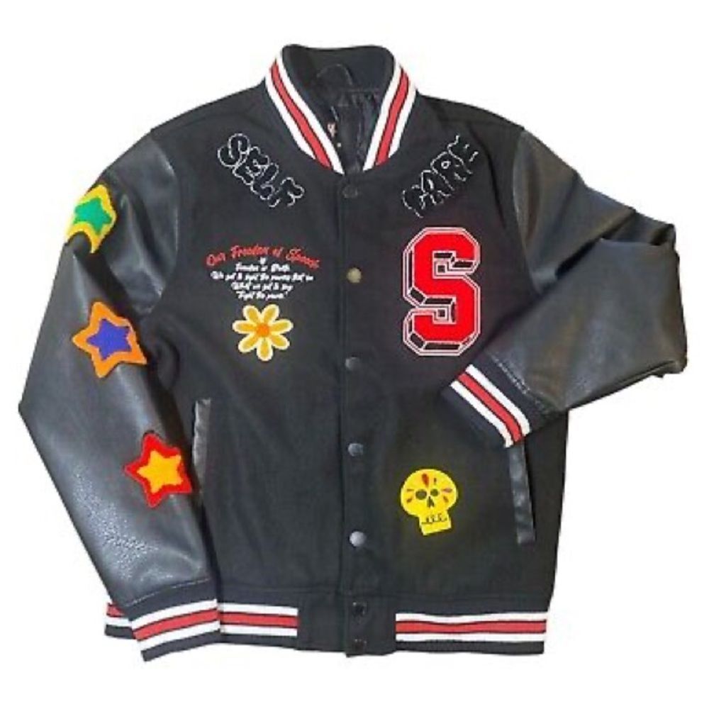 Bleecker & Mercer Men’s XL Black Embroidered Letterman Varsity Jacket